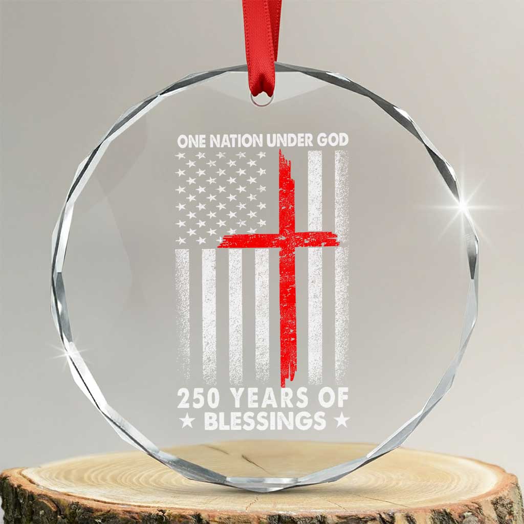 One Nation Under God Crystal Glass Ornament USA 250th Anniversary Patriotic Christian One Nation Under God TS10 Transparent Glass 3'' Circle Print Your Wear