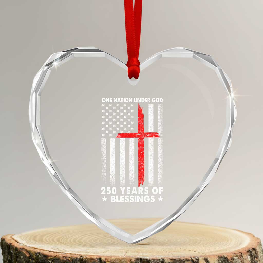 One Nation Under God Heart Crystal Glass Ornament USA 250th Anniversary Patriotic Christian One Nation Under God TS10 Transparent Glass 3'' Heart Print Your Wear