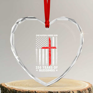 One Nation Under God Heart Crystal Glass Ornament USA 250th Anniversary Patriotic Christian One Nation Under God TS10 Transparent Glass 3'' Heart Print Your Wear