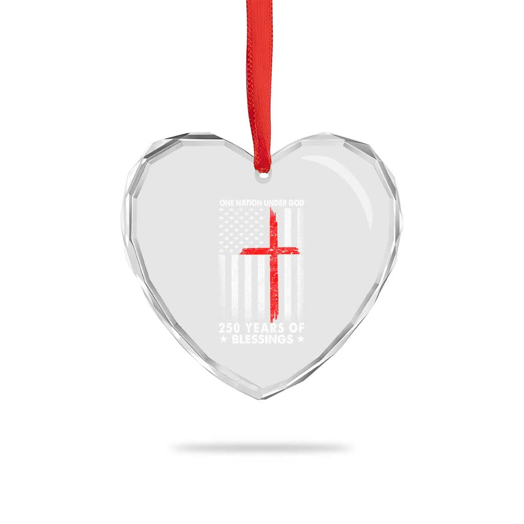 One Nation Under God Heart Crystal Glass Ornament USA 250th Anniversary Patriotic Christian One Nation Under God TS10 Print Your Wear
