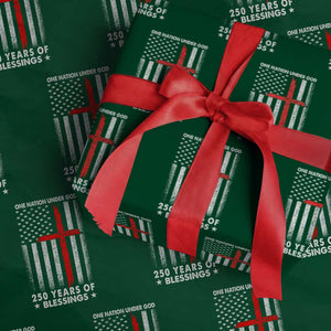 One Nation Under God Wrapping Paper Roll USA 250th Anniversary Patriotic Christian One Nation Under God TS10 Green Print Your Wear