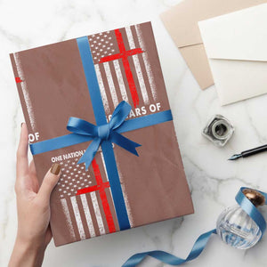 One Nation Under God Wrapping Paper Roll USA 250th Anniversary Patriotic Christian One Nation Under God TS10 Mocha Print Your Wear