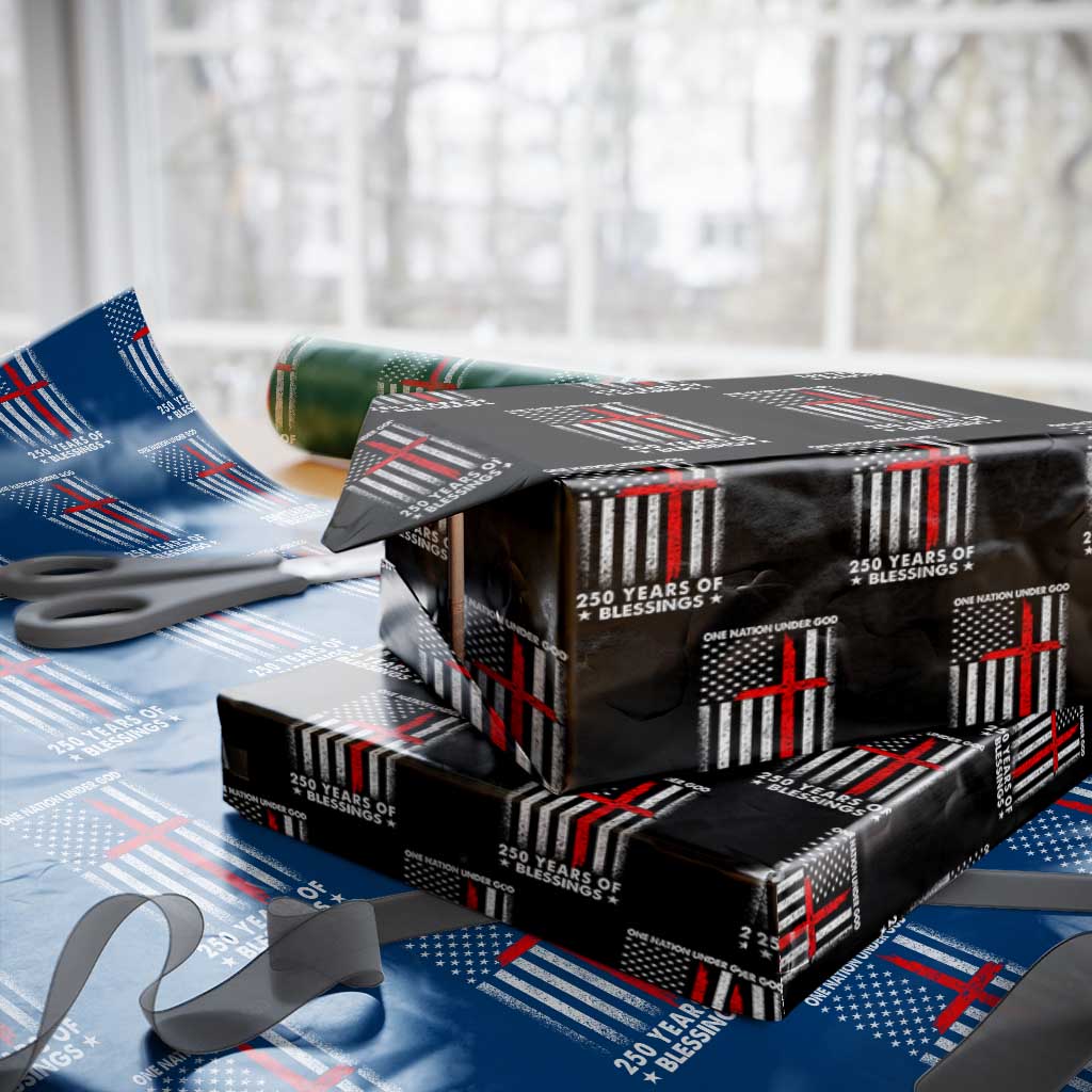 One Nation Under God Wrapping Paper Roll USA 250th Anniversary Patriotic Christian One Nation Under God TS10 Black Print Your Wear