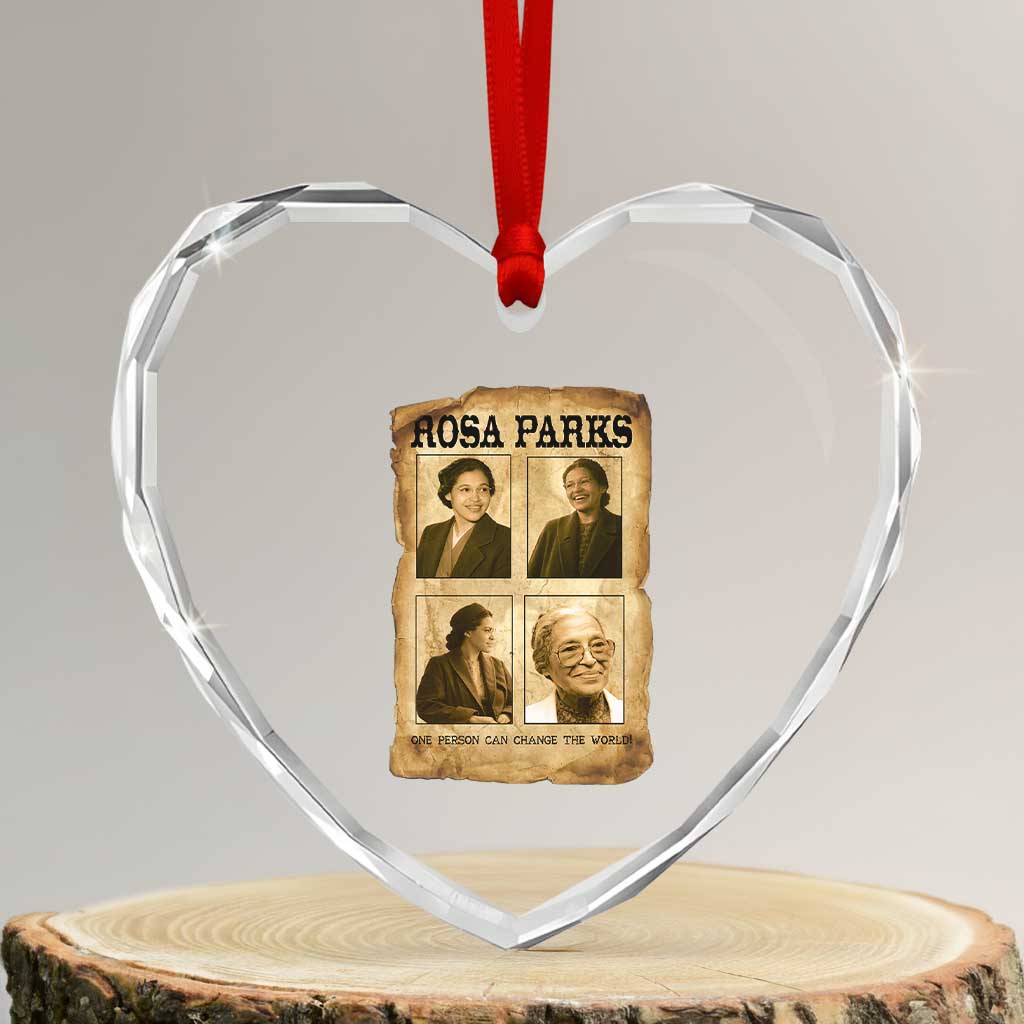 One Person Can Change The World Quote Heart Crystal Glass Ornament Rosa Parks Legacy TS12 Transparent Glass 3'' Heart Print Your Wear