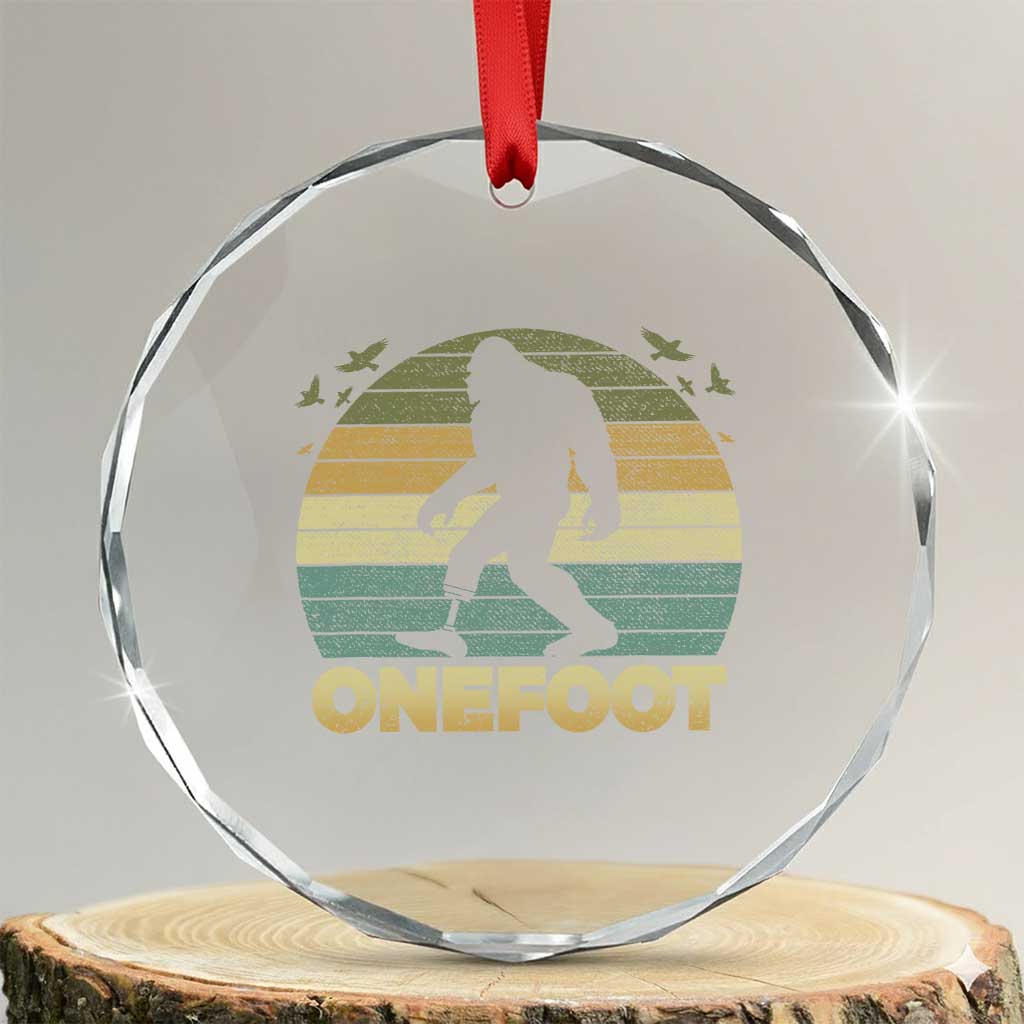 Onefoot Leg Amputee Recovery Crystal Glass Ornament Retro One Foot Bigfoot TS10 Transparent Glass 3'' Circle Print Your Wear