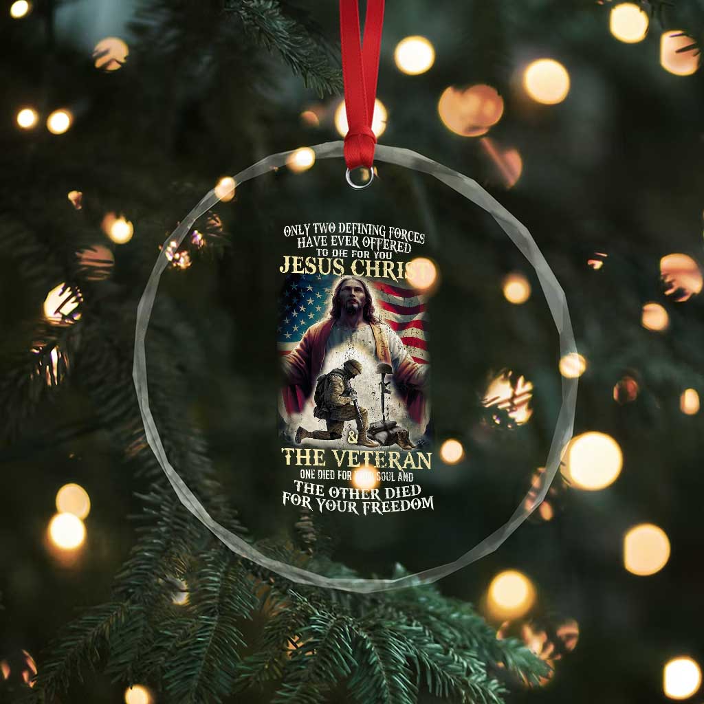 Only Two Defining Forces Have Ever Offered To Die For You Jesus Christ And The Veteran Crystal Glass Ornament TS11 Print Your Wear