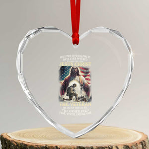 Only Two Defining Forces Have Ever Offered To Die For You Jesus Christ And The Veteran Heart Crystal Glass Ornament TS11 Transparent Glass 3'' Heart Print Your Wear