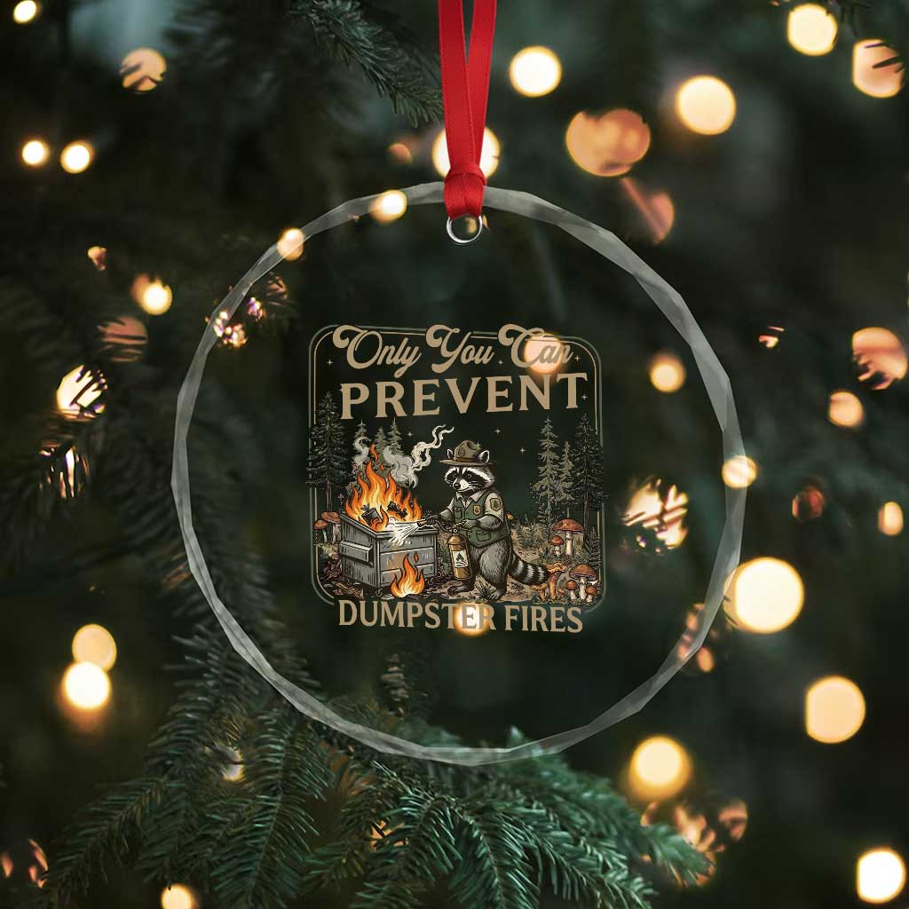 Only You Can Prevent Dumpster Fires Crystal Glass Ornament Funny Raccoon Mental Health Meme TS14 Print Your Wear