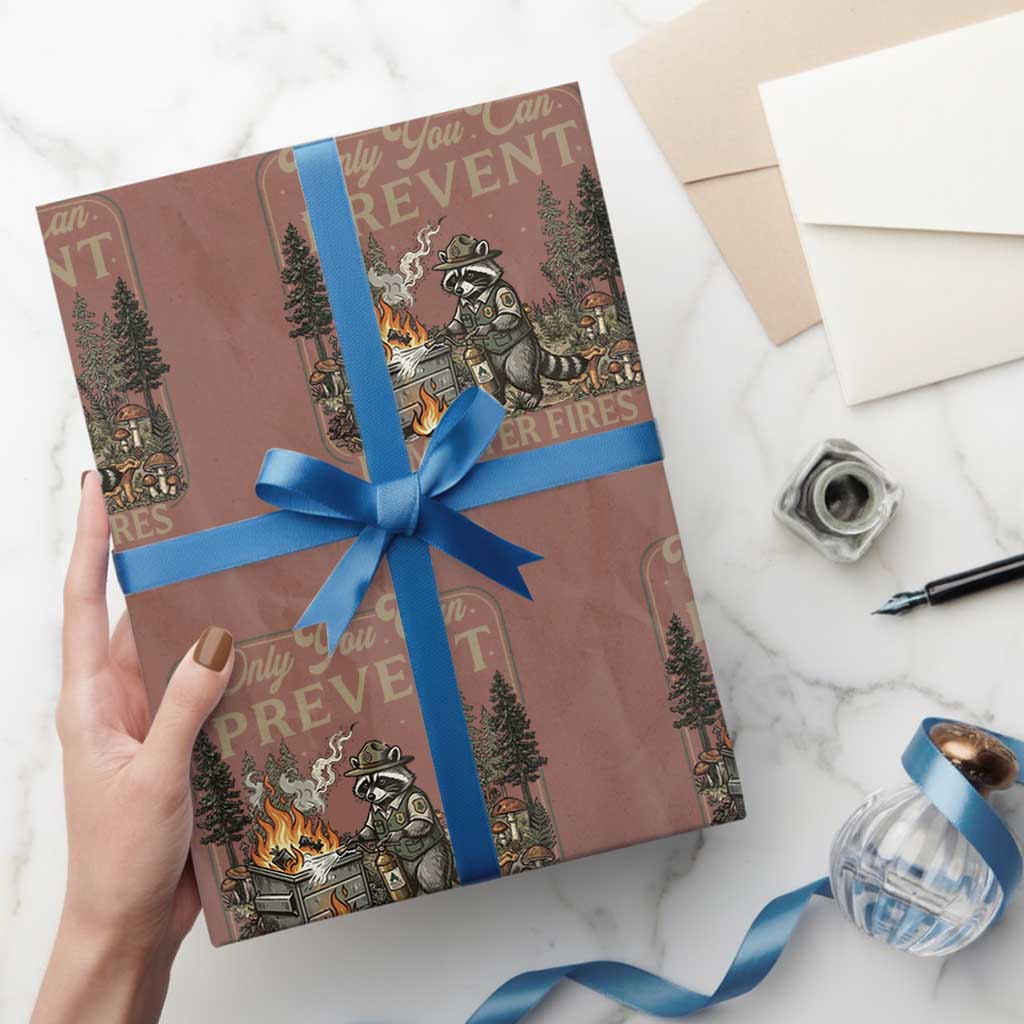 Only You Can Prevent Dumpster Fires Wrapping Paper Roll Funny Raccoon Mental Health Meme TS14 Mocha Print Your Wear