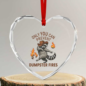 Only You Can Prevent Dumpster Fires Heart Crystal Glass Ornament Funny Raccoon Sarcastic Humor TS14 Transparent Glass 3'' Heart Print Your Wear
