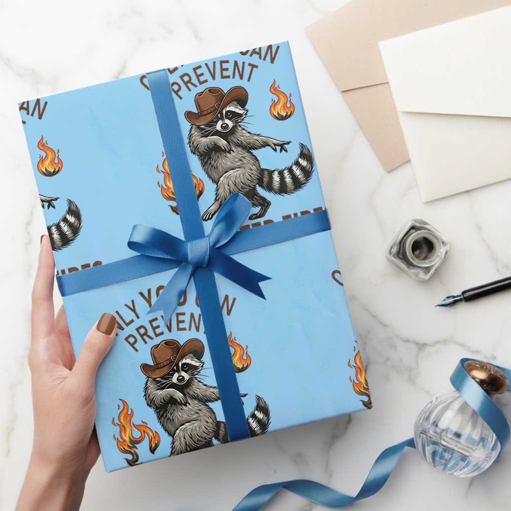 Only You Can Prevent Dumpster Fires Wrapping Paper Roll Funny Raccoon Sarcastic Humor TS14 Light Blue Print Your Wear