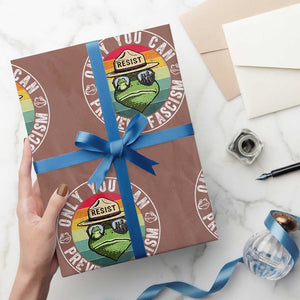 Only You Can Prevent Fascism Frog Resist Protest Wrapping Paper Roll Free Portland Oregon Freedom Retro TS02 Mocha Print Your Wear
