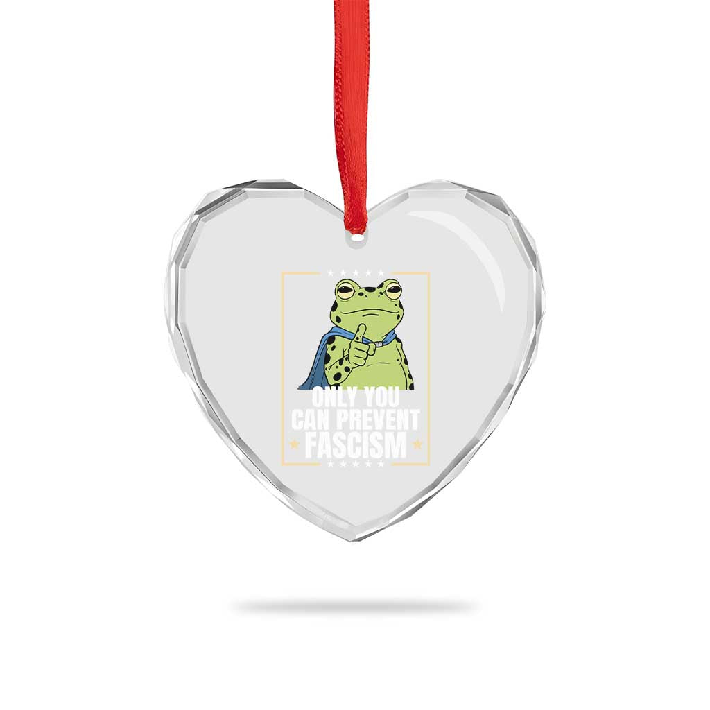 Only You Can Prevent Fascism Patriotic Frog Heart Crystal Glass Ornament Resist Protest Poster TS02 Print Your Wear