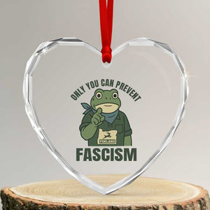 Only You Can Prevent Fascism Portland Frog Heart Crystal Glass Ornament Resist Protest Forest Ranger TS02 Transparent Glass 3'' Heart Print Your Wear