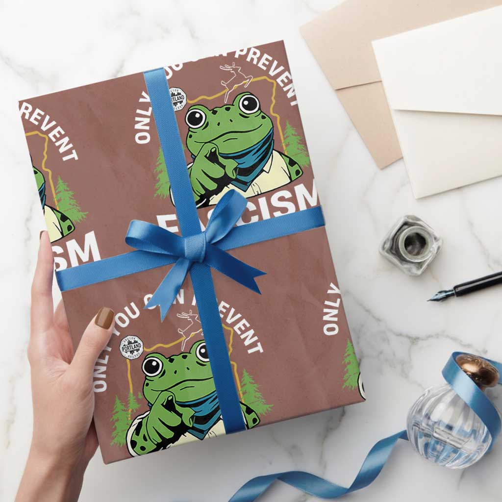 Only You Can Prevent Fascism Portland Frog Wrapping Paper Roll Resist Protest Scenic Edition TS02 Mocha Print Your Wear