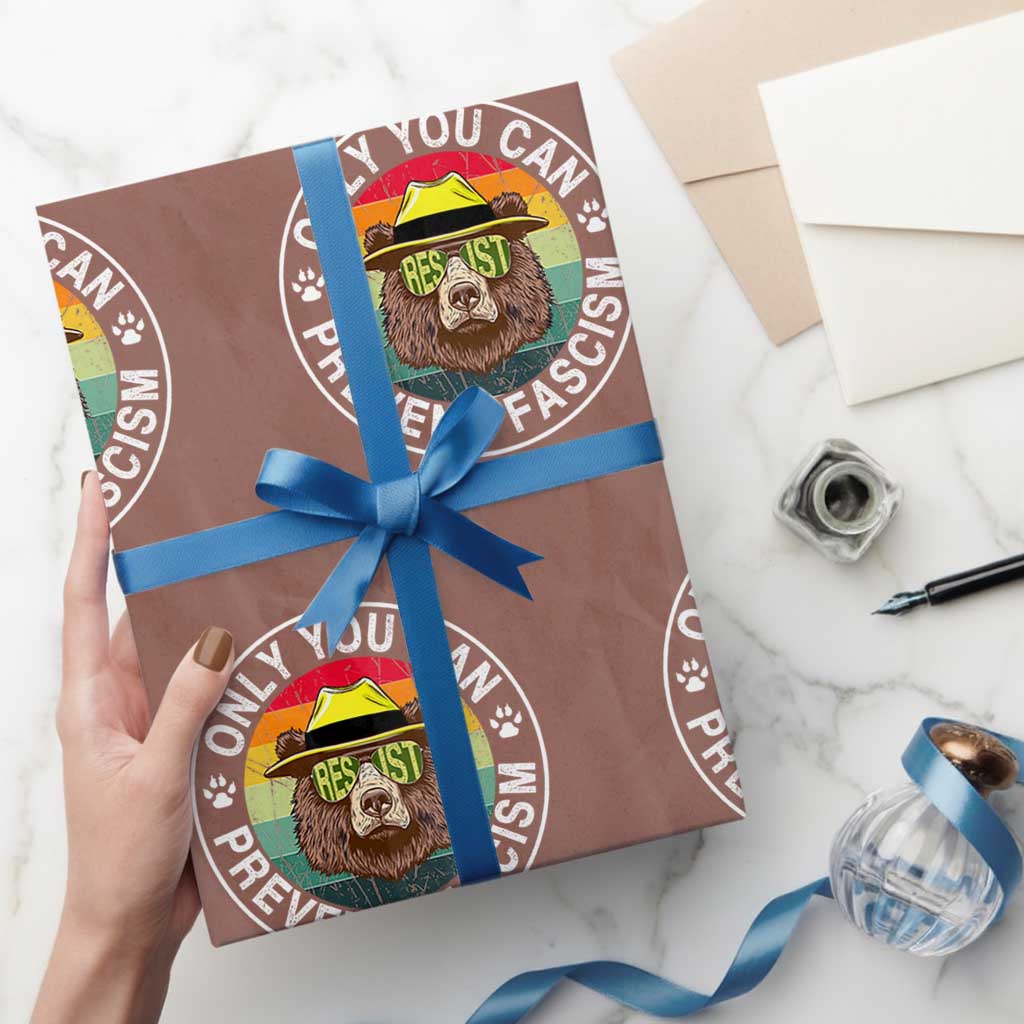 Only You Can Prevent Fascism Wrapping Paper Roll Protect National Parks Bear Resist TS02 Mocha Print Your Wear