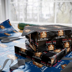 Oops My Guinea Pig Ate My Homework Wrapping Paper Roll Funny Cavy Lover Gift TS12 Black Print Your Wear