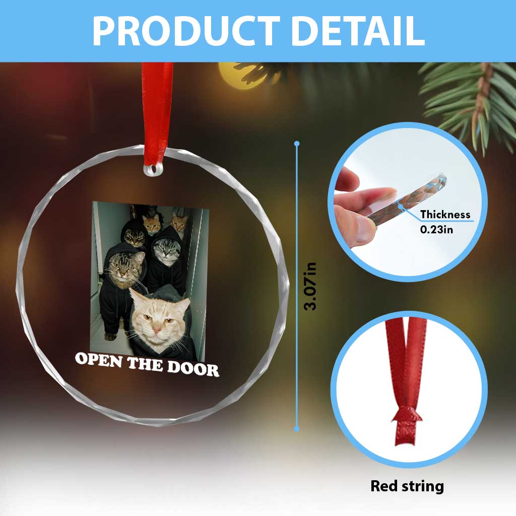 Open The Door Cats Lover Crystal Glass Ornament Funny Cat Gang Sarcastic Meme TS14 Print Your Wear