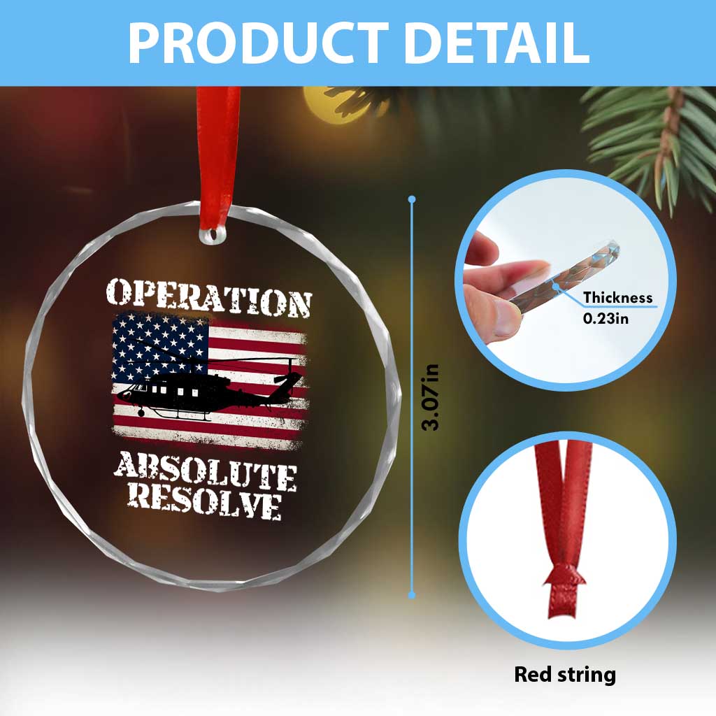 Operation Absolute Resolve Crystal Glass Ornament US Military Extraction Mission American Flag TS02 Print Your Wear