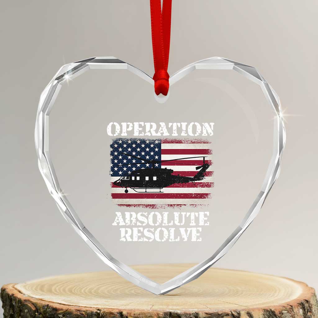 Operation Absolute Resolve Heart Crystal Glass Ornament US Military Extraction Mission American Flag TS02 Transparent Glass 3'' Heart Print Your Wear