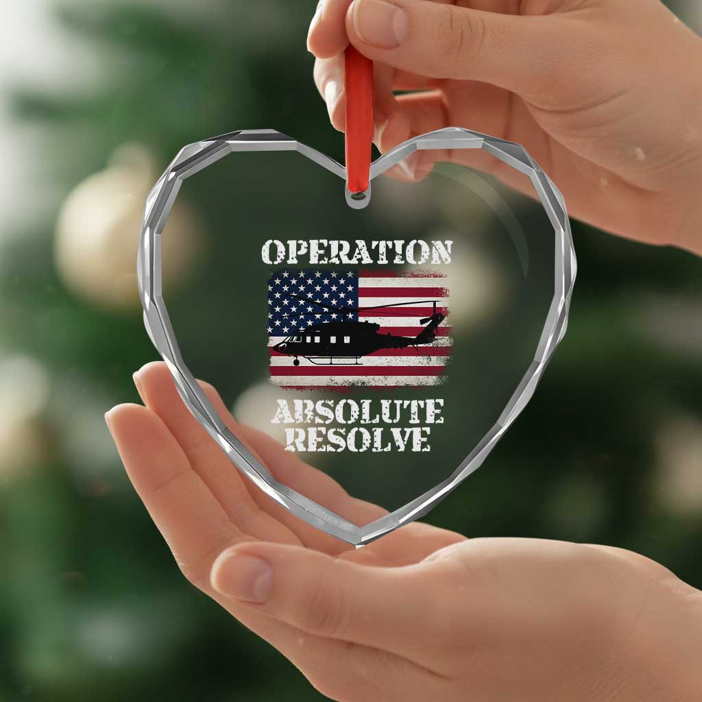 Operation Absolute Resolve Heart Crystal Glass Ornament US Military Extraction Mission American Flag TS02 Print Your Wear