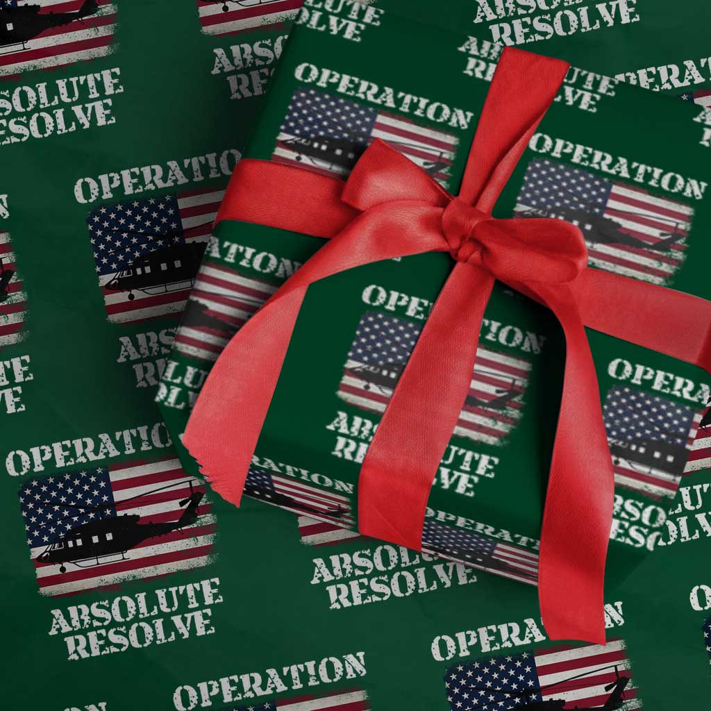 Operation Absolute Resolve Wrapping Paper Roll US Military Extraction Mission American Flag TS02 Green Print Your Wear