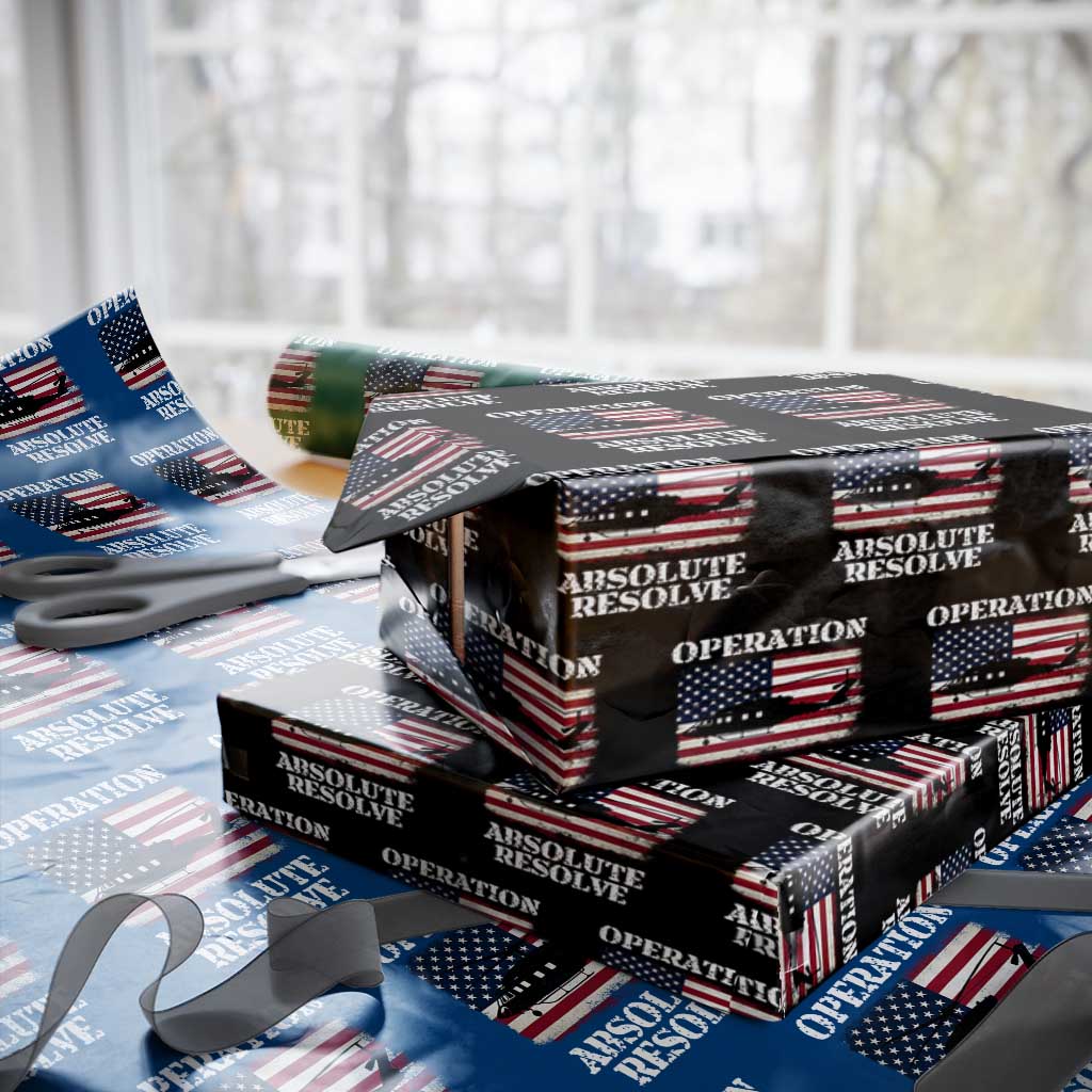 Operation Absolute Resolve Wrapping Paper Roll US Military Extraction Mission American Flag TS02 Black Print Your Wear