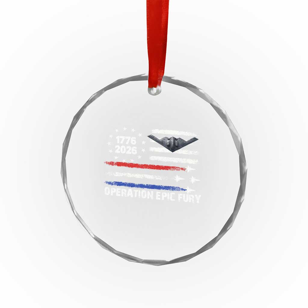 Operation Epic Fury 1776 2026 American Flag Aviation Crystal Glass Ornament Freedom Anniversary Statement TS02 Print Your Wear