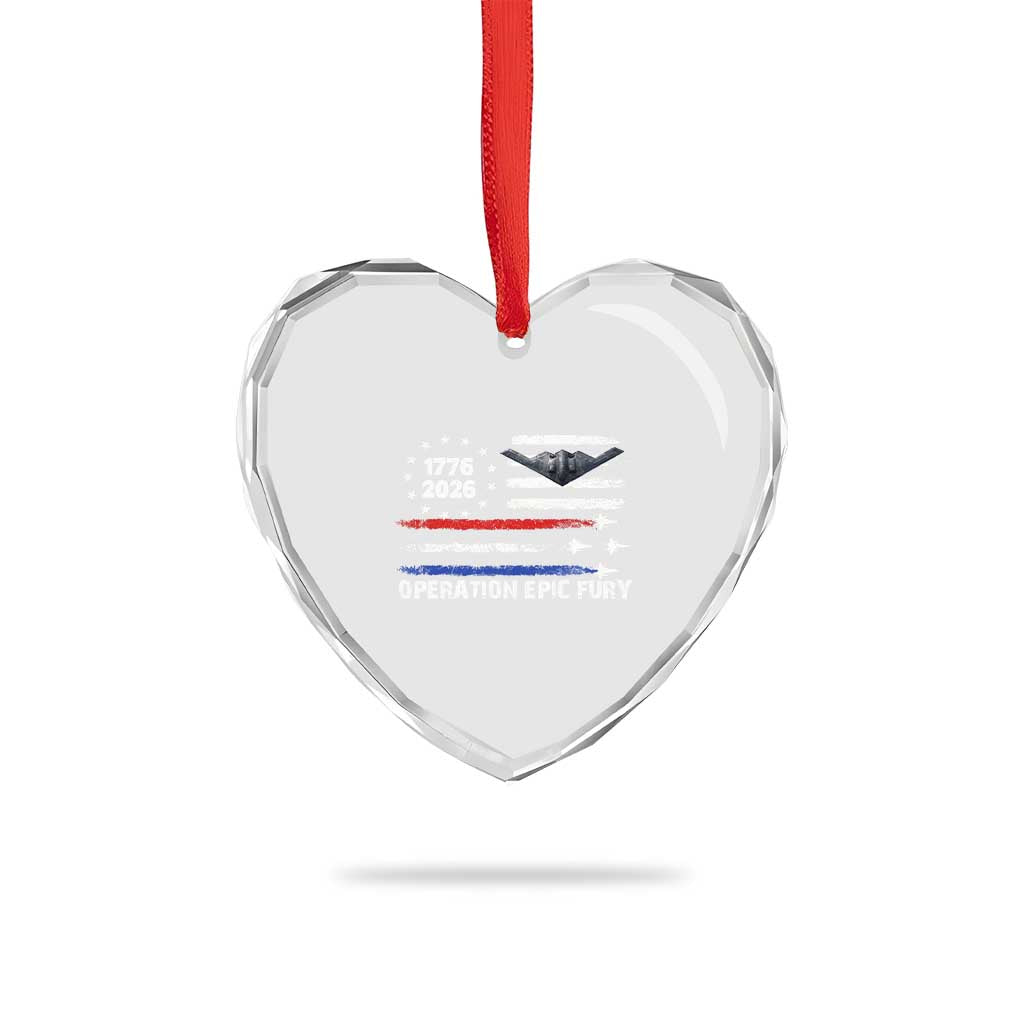 Operation Epic Fury 1776 2026 American Flag Aviation Heart Crystal Glass Ornament Freedom Anniversary Statement TS02 Print Your Wear