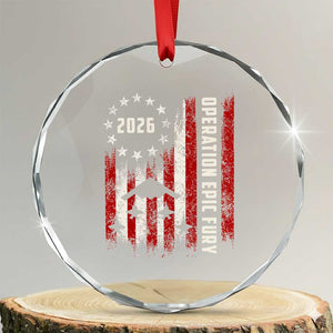 Operation Epic Fury 2026 American Flag Bomber Crystal Glass Ornament B2 Spirit Patriotic Air Dominance TS02 Transparent Glass 3'' Circle Print Your Wear