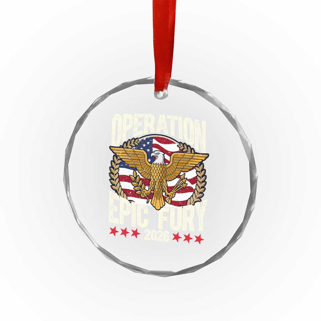 Operation Epic Fury 2026 Patriotic Eagle Crest Crystal Glass Ornament American Strength and Freedom TS02 Print Your Wear