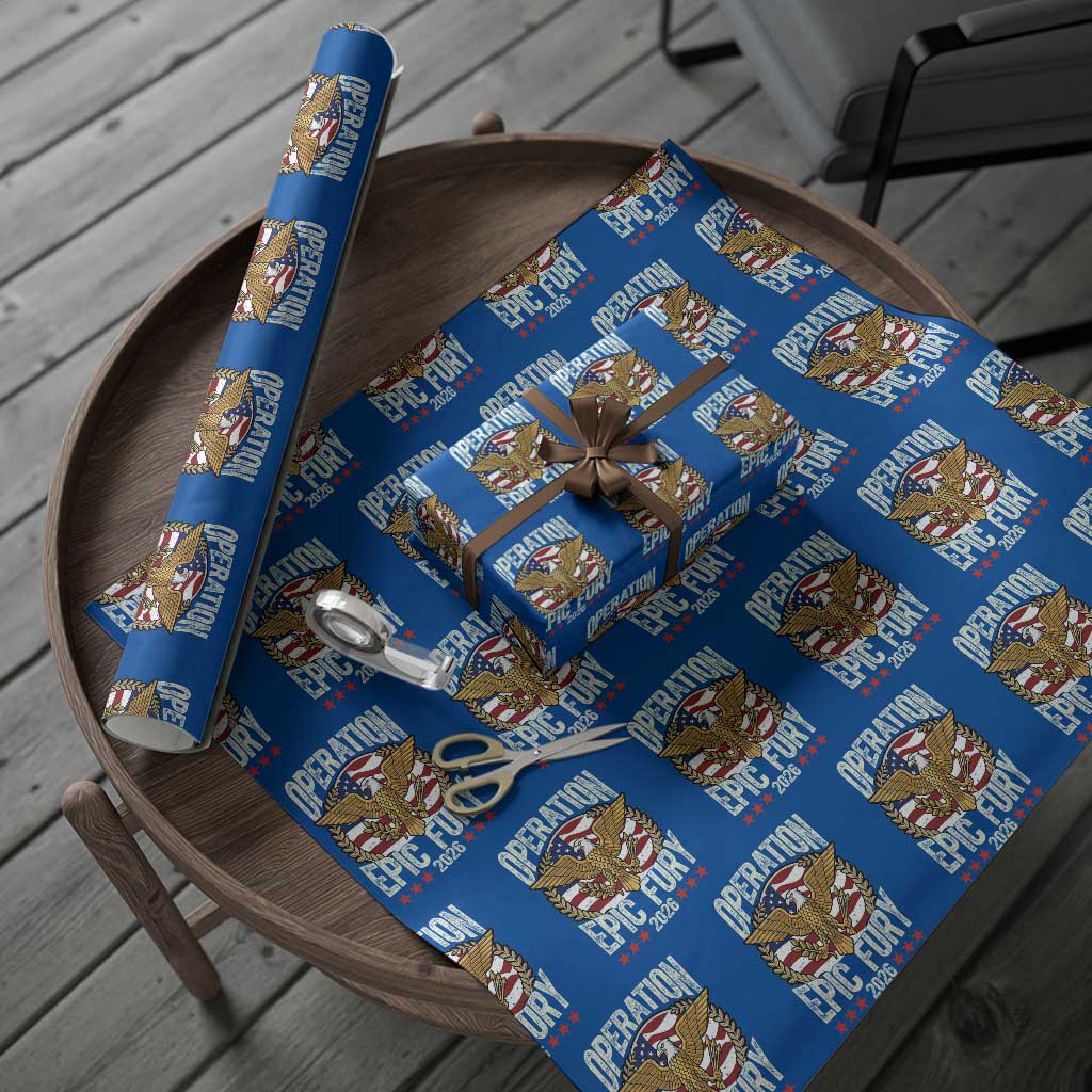 Operation Epic Fury 2026 Patriotic Eagle Crest Wrapping Paper Roll American Strength and Freedom TS02 Blue Print Your Wear
