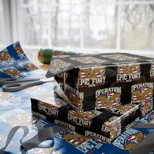 Operation Epic Fury 2026 Patriotic Eagle Crest Wrapping Paper Roll American Strength and Freedom TS02 Black Print Your Wear