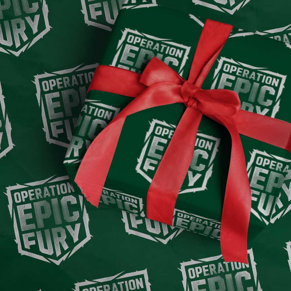 Operation Epic Fury Bold Tactical Shield Graphic Wrapping Paper Roll Strong Patriotic Statement Freedom Supporters TS02 Green Print Your Wear