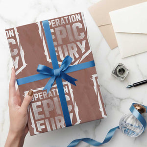 Operation Epic Fury Bold Tactical Shield Graphic Wrapping Paper Roll Strong Patriotic Statement Freedom Supporters TS02 Mocha Print Your Wear