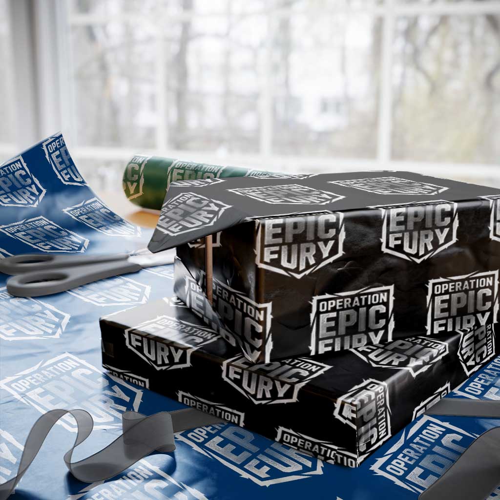 Operation Epic Fury Bold Tactical Shield Graphic Wrapping Paper Roll Strong Patriotic Statement Freedom Supporters TS02 Black Print Your Wear
