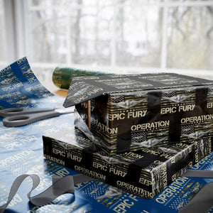 Operation Epic Fury Camo American Flag Wrapping Paper Roll B12 Spirit Stealth Bomber Formation Patriotic Air Power TS02 Black Print Your Wear