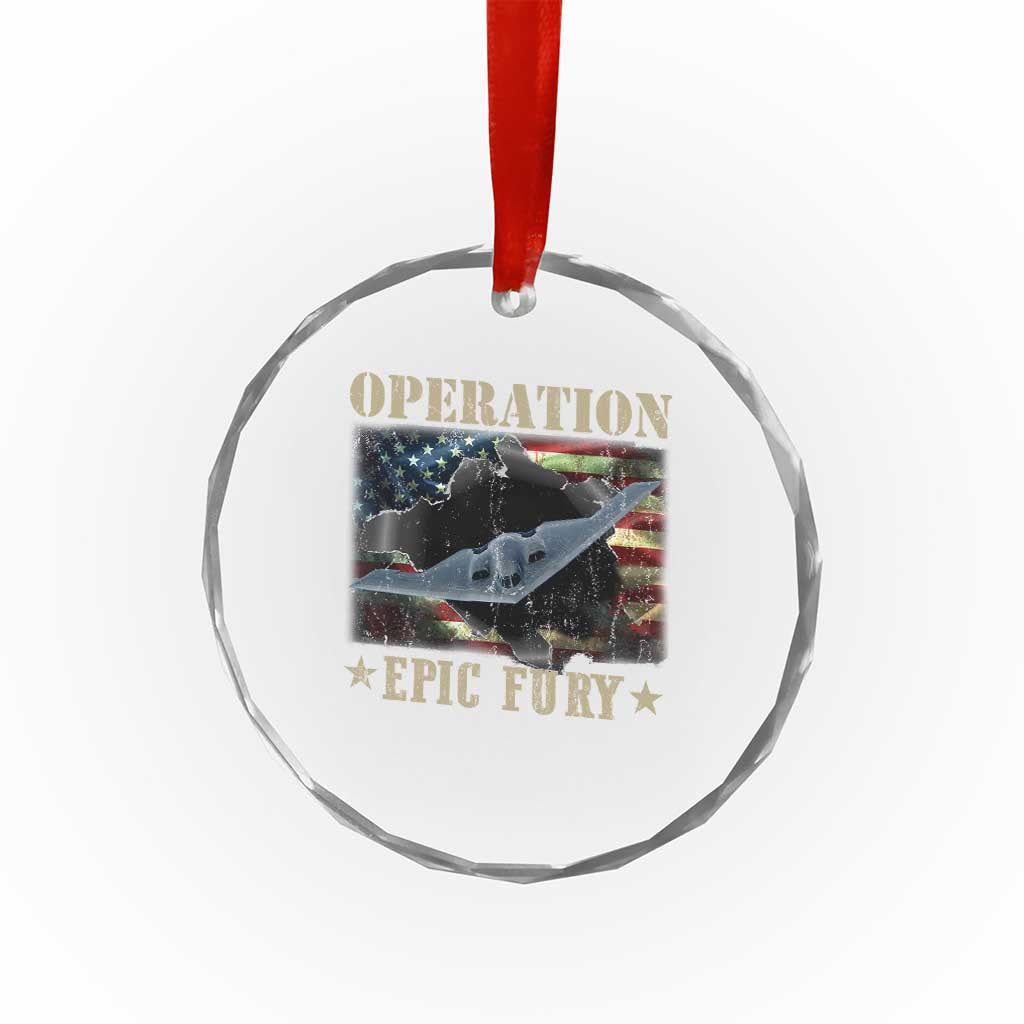 Operation Epic Fury Crystal Glass Ornament Military Bomber Jet American Flag TS11 Print Your Wear