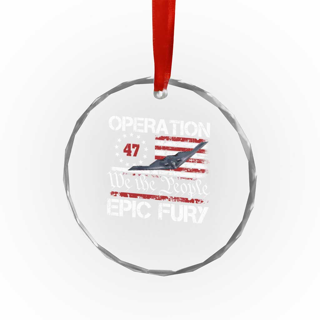 Operation Epic Fury Crystal Glass Ornament Military Bomber Stealth Jet Vintage American Flag TS11 Print Your Wear