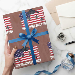 Operation Epic Fury Fighter Jet Formation American Flag Wrapping Paper Roll B12 Spirit USA Strength and Freedom TS02 Mocha Print Your Wear