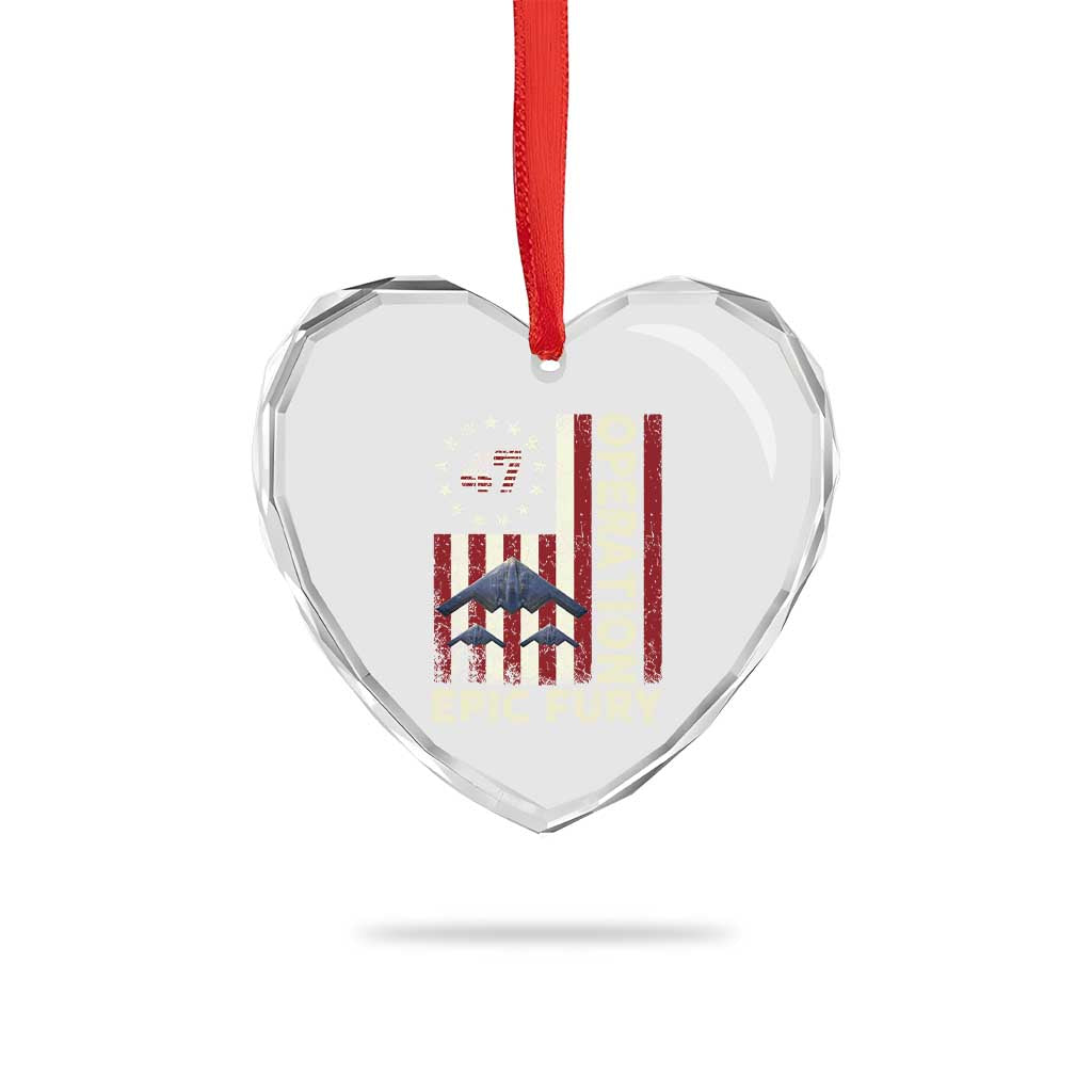 Operation Epic Fury Heart Crystal Glass Ornament Military Tactical Warfare Stealth Jet American Flag TS11 Print Your Wear