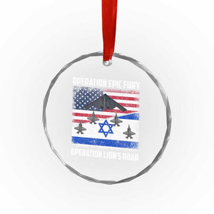 Operation Epic Fury Lions Roar Crystal Glass Ornament USA Israel Flag Freedom Defense TS02 Print Your Wear