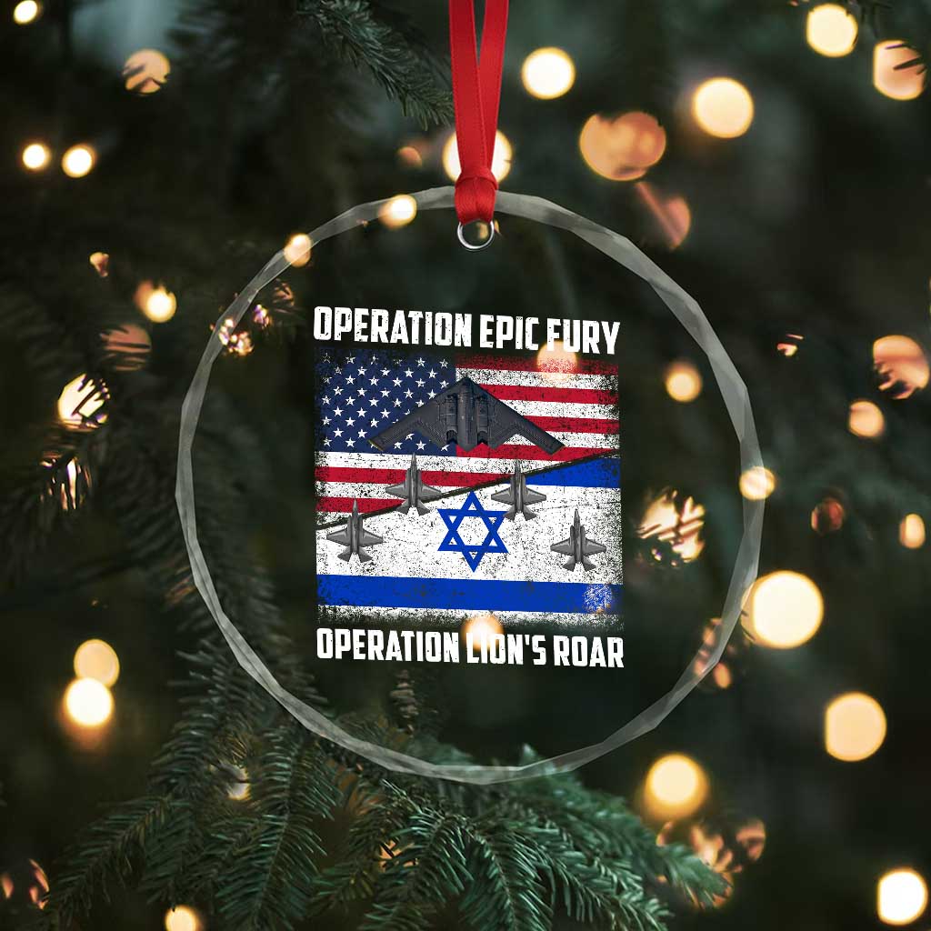 Operation Epic Fury Lions Roar Crystal Glass Ornament USA Israel Flag Freedom Defense TS02 Print Your Wear