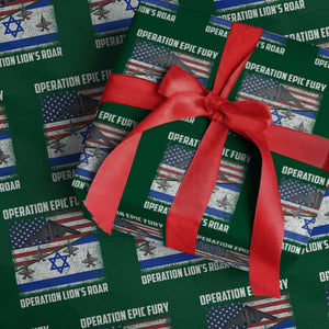 Operation Epic Fury Lions Roar Wrapping Paper Roll USA Israel Flag Freedom Defense TS02 Green Print Your Wear