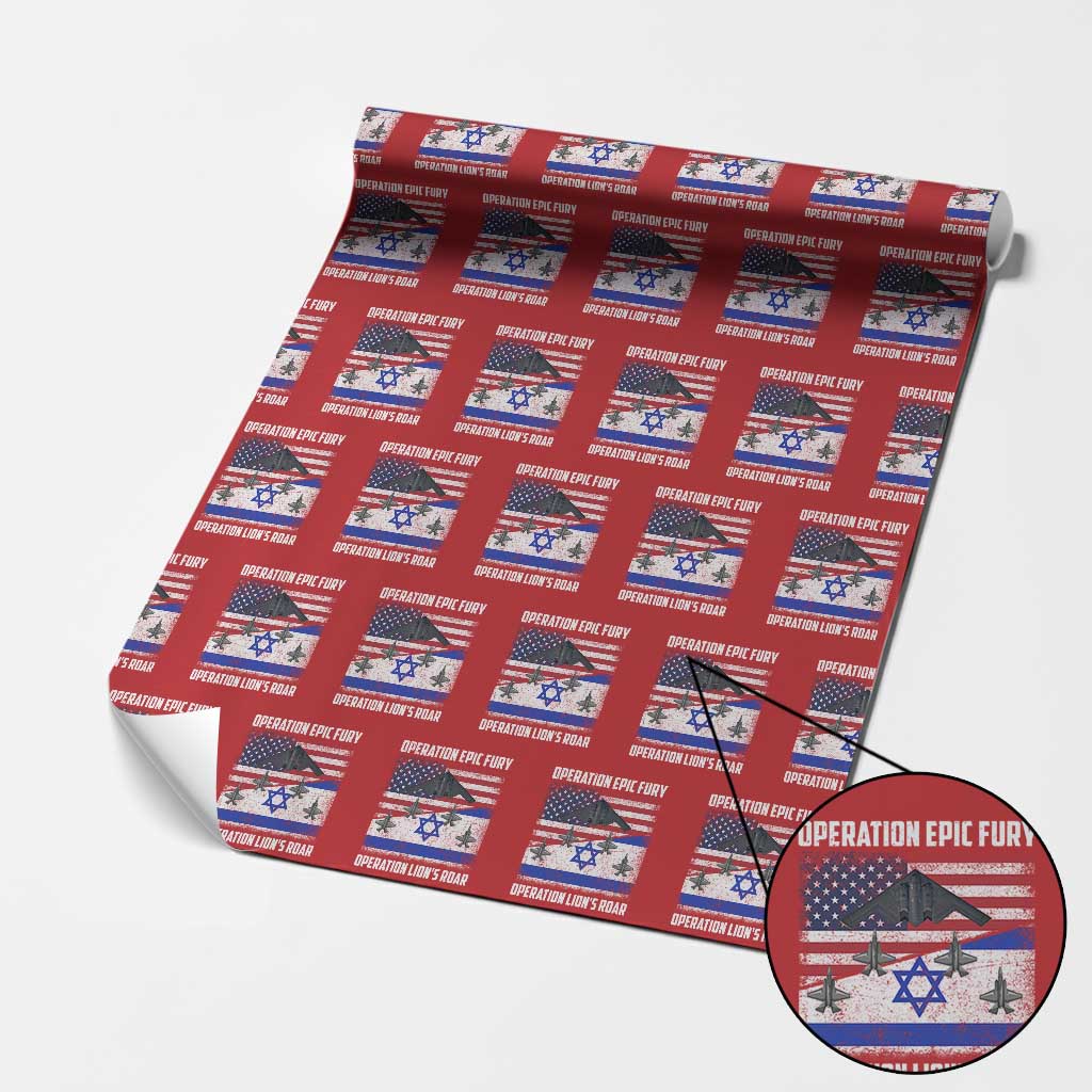Operation Epic Fury Lions Roar Wrapping Paper Roll USA Israel Flag Freedom Defense TS02 Red Print Your Wear