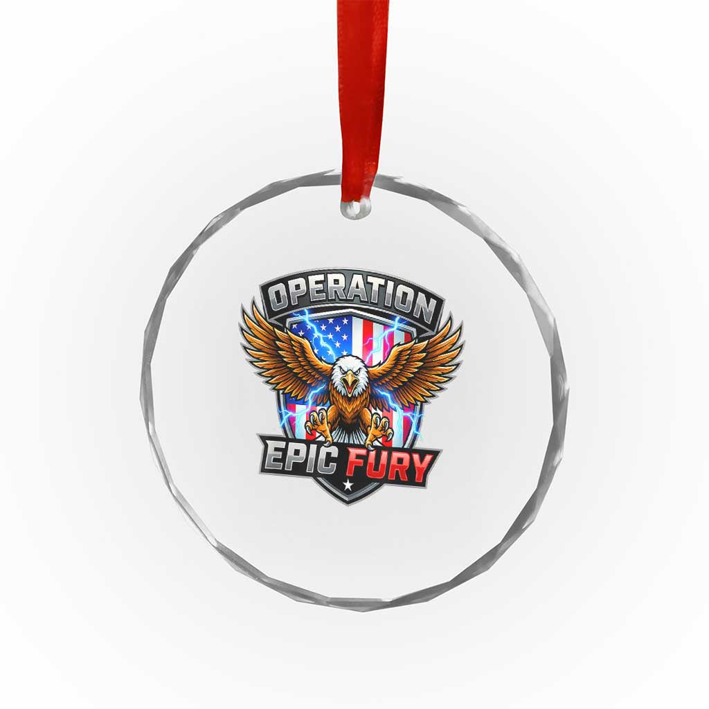 Operation Epic Fury Patriotic Bald Eagle Crystal Glass Ornament American Flag Shield Graphic Freedom Pride TS02 Print Your Wear