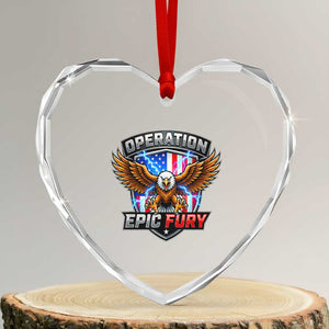 Operation Epic Fury Patriotic Bald Eagle Heart Crystal Glass Ornament American Flag Shield Graphic Freedom Pride TS02 Transparent Glass 3'' Heart Print Your Wear
