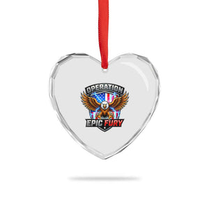 Operation Epic Fury Patriotic Bald Eagle Heart Crystal Glass Ornament American Flag Shield Graphic Freedom Pride TS02 Print Your Wear