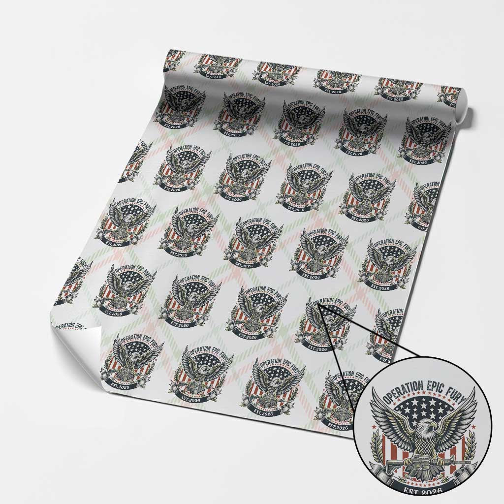 Operation Epic Fury Patriotic Eagle Crest Est 2026 Wrapping Paper Roll American Strength Freedom TS02 Christmas Plaid Print Your Wear