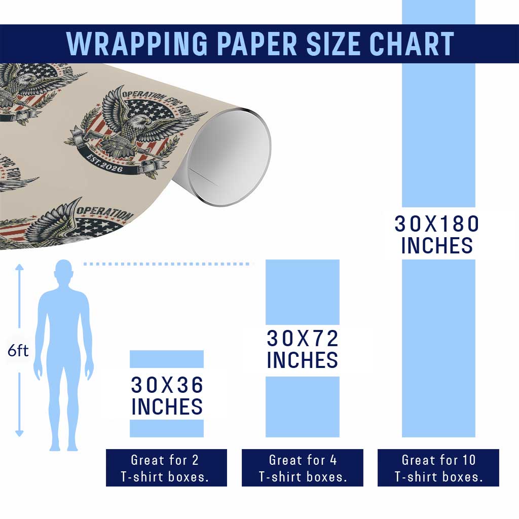 Operation Epic Fury Patriotic Eagle Crest Est 2026 Wrapping Paper Roll American Strength Freedom TS02 Print Your Wear